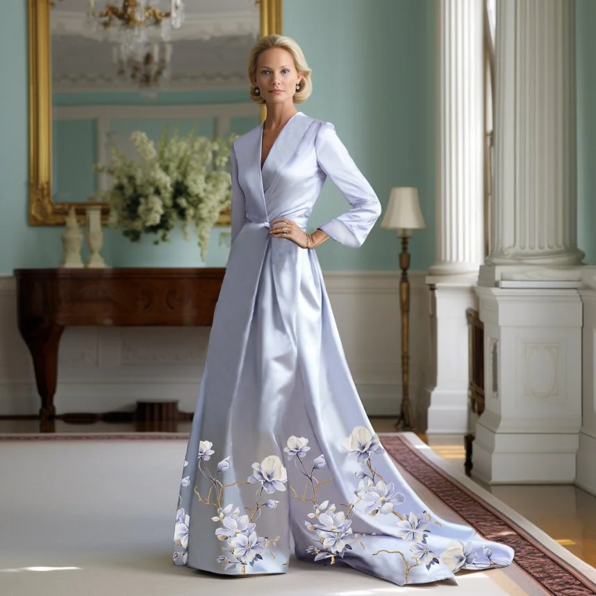 Wildflower Wonder – Wrap-Front Couture Gown in Lavender | Style AA